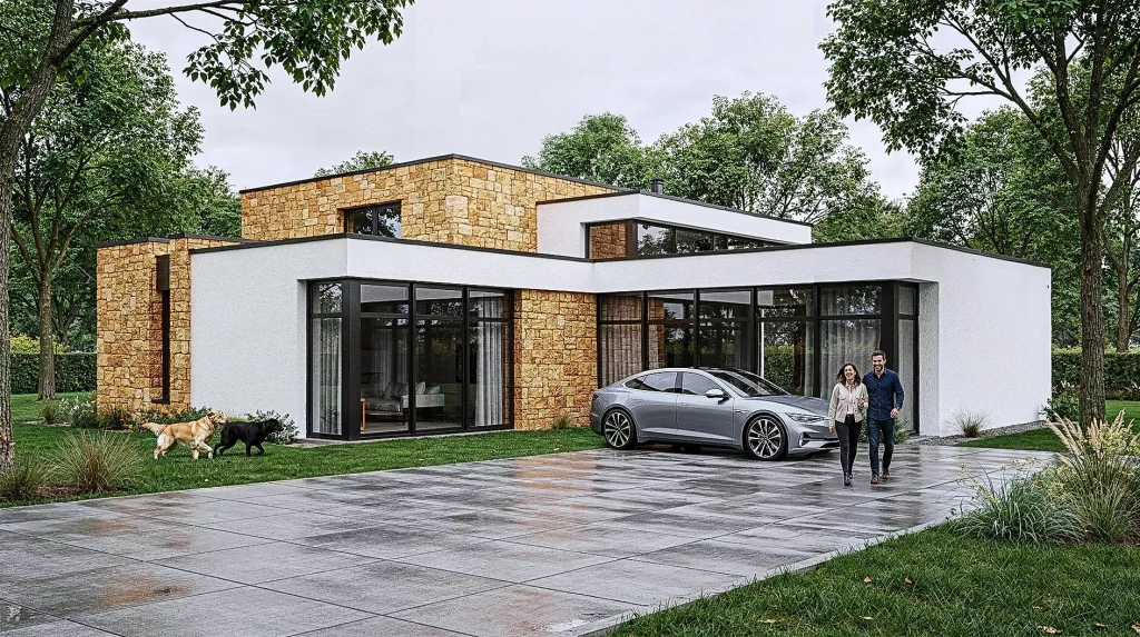 Single-storey villa with stone, view 2