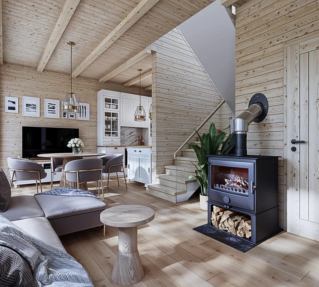 Timber house interiors, view 1